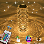 LED Crystal Table Lamp Rose Light Projecto 3/16 Colors Touch Adjustable Romantic Diamond Atmosphere Light USB Touch Night Light