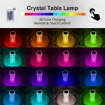 LED Crystal Table Lamp Rose Light Projecto 3/16 Colors Touch Adjustable Romantic Diamond Atmosphere Light USB Touch Night Light