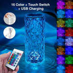 LED Crystal Table Lamp Rose Light Projector 3/16 Colors Touch Adjustable Romantic Diamond Atmosphere Light USB Touch Night Light